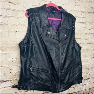 Torrid Black Studded Biker Leather Vest 3X xxxl